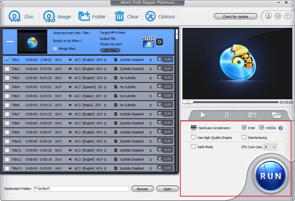 run ISO to MP4 conversion