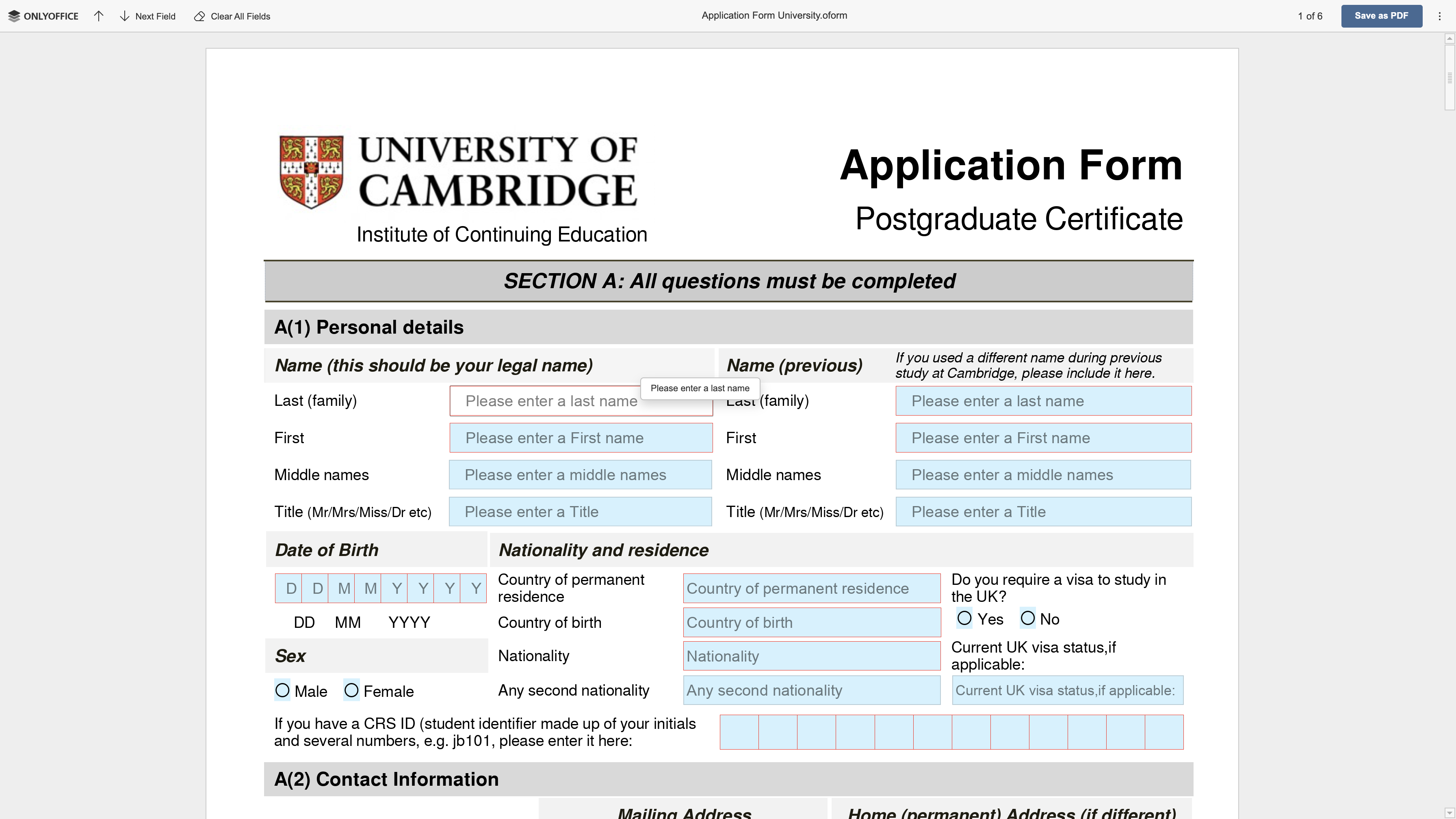 Create fillable forms and let others fill them out online